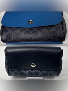 Coach Black blue convertible reversible Signature Leather & Canvas Crossbody Bag